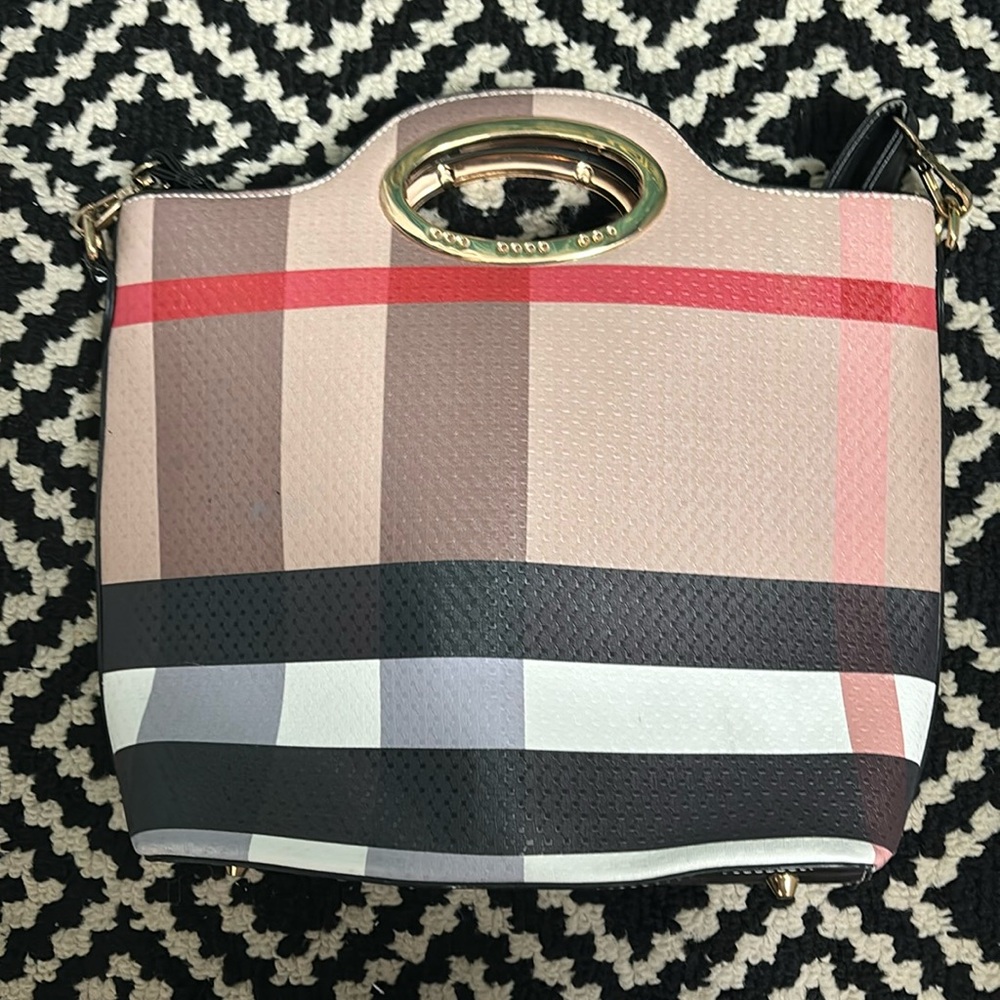 Plaid unbranded bucket bag